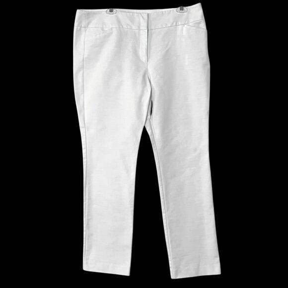 Ann Taylor Factory Signature Pants Womens 14 White Cotton Blend Stretch - Picture 1 of 12
